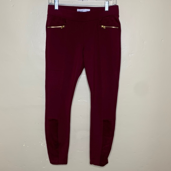 OLD NAVY Legging Pants Burgundy STEVIE Faux Suede Detail Exposed Zipper Medium - Picture 1 of 11